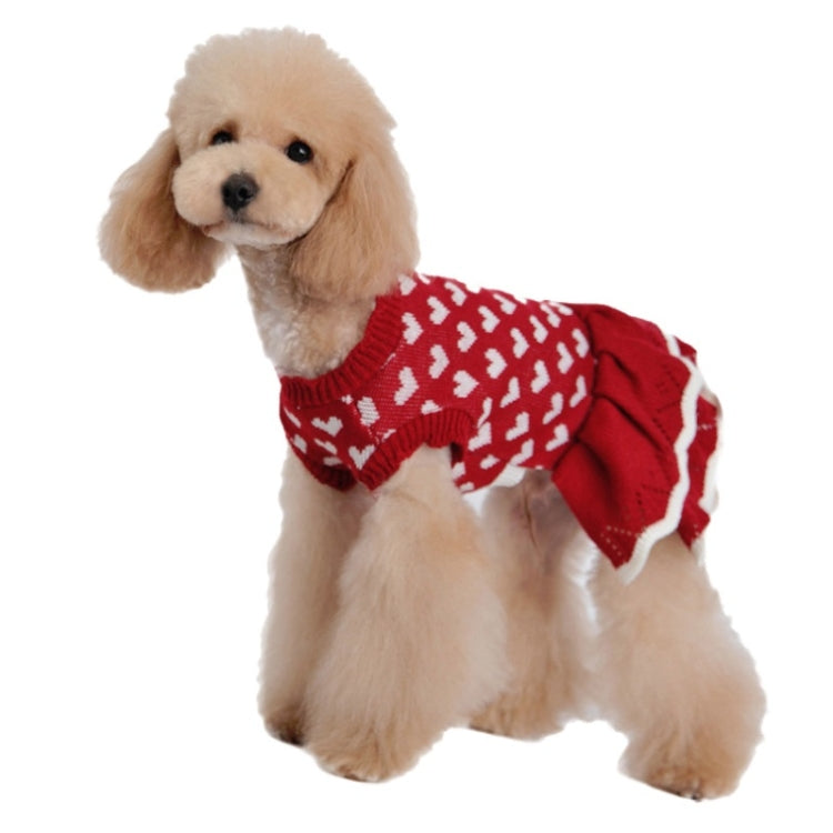 Autumn Winter Pet Red Love Sweater Festive Christmas Pet Clothes, XS, S, M, L, XL, XXL