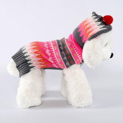 Pet Christmas Costume Sweater Hooded Ball Snowflake Costume, XXS, XS, S, M, L