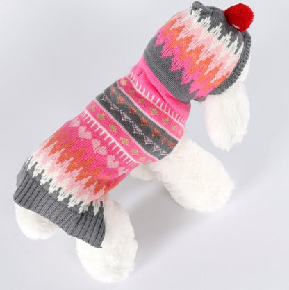 Pet Christmas Costume Sweater Hooded Ball Snowflake Costume, XXS, XS, S, M, L