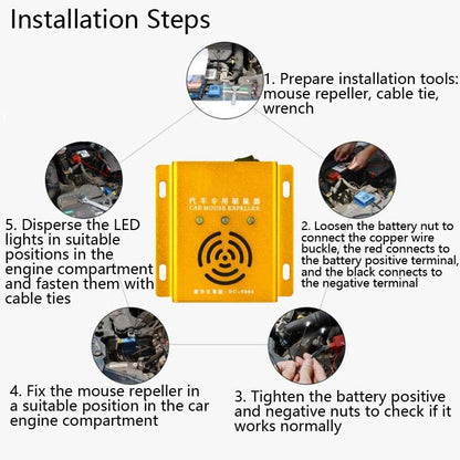 Car Mouse Repeller Ultrasonic Electronic Car Mouse Repeller Sound And Light Combined Mouse And Insect Repeller, Sound And Light Combined Gold