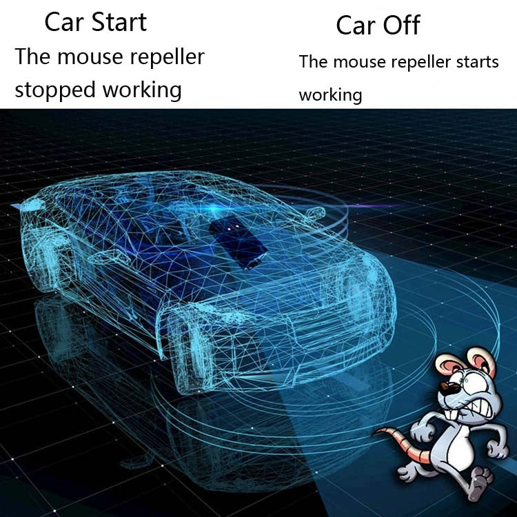 Ultrasonic Car Repeller Car Engine Compartment Electronic Repeller Micro-Light Wave Insect Repellent, DC Black