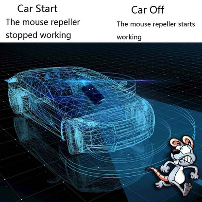 Ultrasonic Car Repeller Car Engine Compartment Electronic Repeller Micro-Light Wave Insect Repellent, DC Black