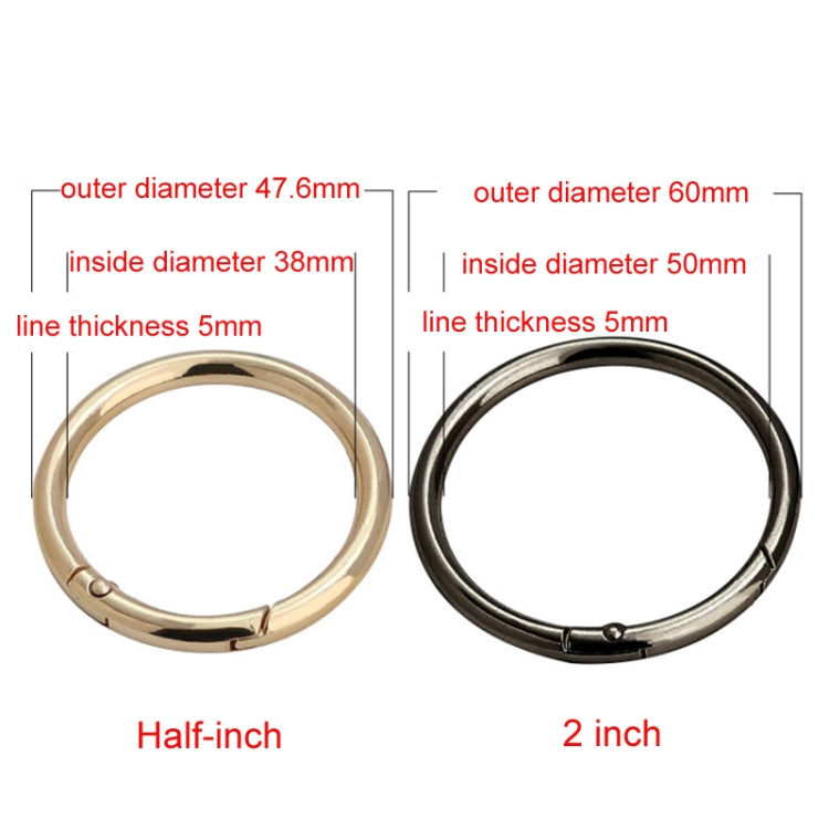 10pcs Zinc Alloy Spring Ring Metal Open Bag Webbing Keychain, 2 inch Black, 2 inch Silver, Half-inch Light Gold, Half-inch Black, Half-inch Silver, 2 inch Light Gold