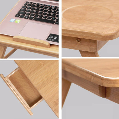 Folding Laptop Desk Bed Card Slot Lifting Type Lazy Computer Desk, Medium (54cm) with Drawer