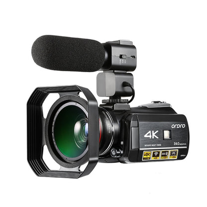 ORDRO AC3 3.1 inch IPS Screen 4K Full HD 13MP Night Vision WiFi Live Camcorder DV Digital Camera, Standard, Standard + Microphone