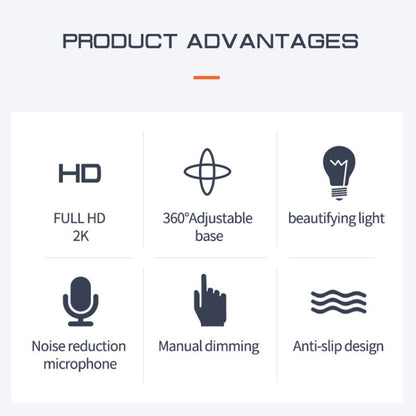 X98 USB Drive-Free HD Fill Light Camera with Microphone, 720P, 1080P, 2K Auto Focus