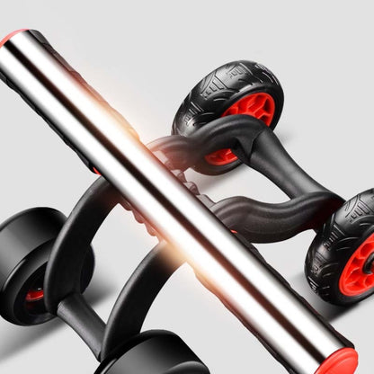 HT01 Automatic Rebound Four-Wheel Silent Abdominal Wheel Exercise Fitness Equipment, With Kneeling Pad, with Kneeling Pad+Brake Pads