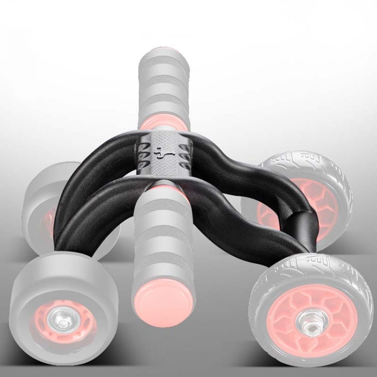 HT01 Automatic Rebound Four-Wheel Silent Abdominal Wheel Exercise Fitness Equipment, With Kneeling Pad, with Kneeling Pad+Brake Pads