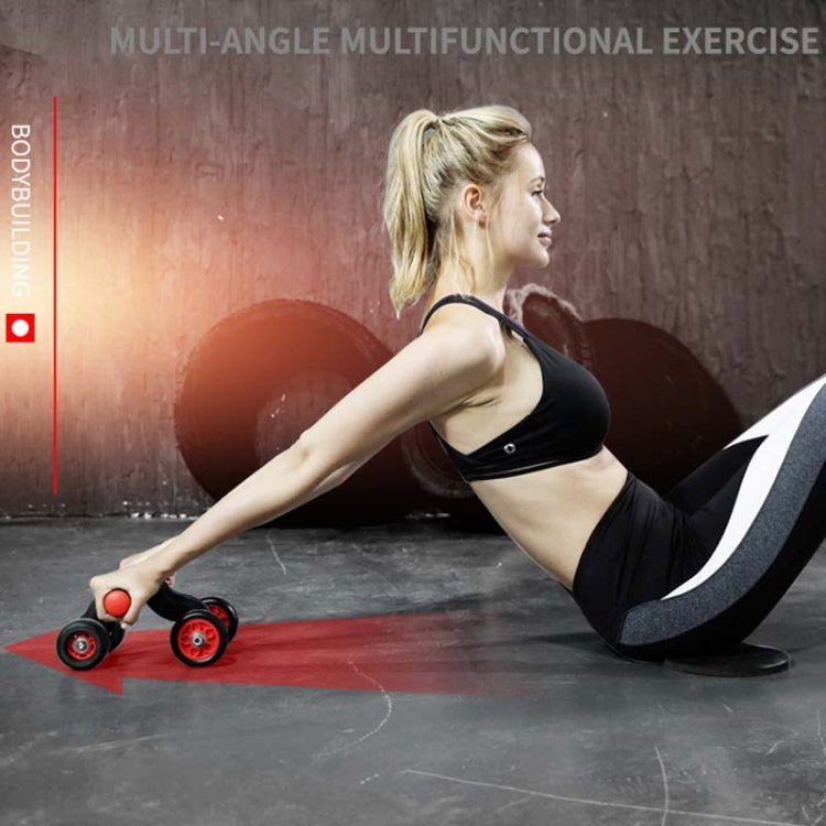 HT01 Automatic Rebound Four-Wheel Silent Abdominal Wheel Exercise Fitness Equipment, With Kneeling Pad, with Kneeling Pad+Brake Pads