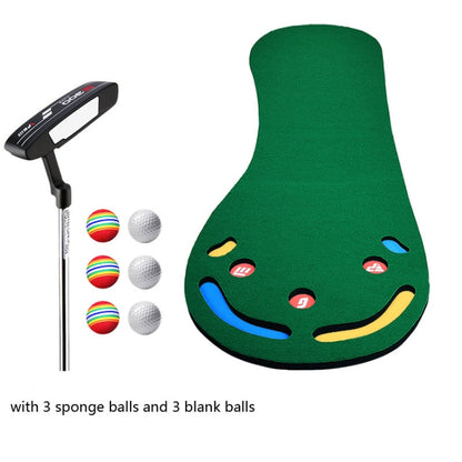 PGM GL002 Indoor Golf Putting Trainer Big Feet Mini Golf Practice Blanket with Putter and Balls, with Putter and Balls Woolen Blanket, with Putter and Balls Lawn