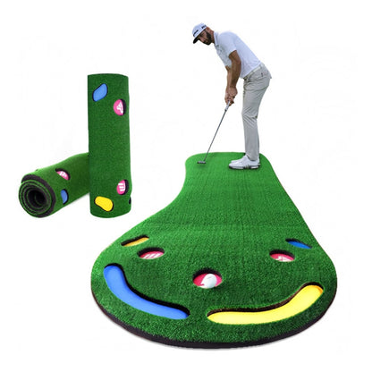 PGM GL002 Indoor Golf Putting Trainer Big Feet Mini Golf Practice Blanket with Putter and Balls, with Putter and Balls Woolen Blanket, with Putter and Balls Lawn