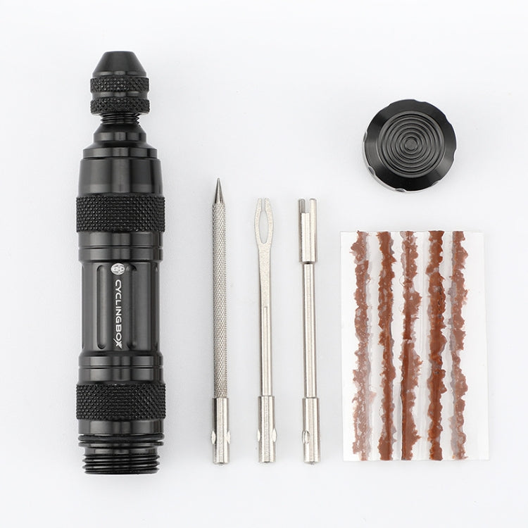 CYCLINGBOX Mountain Bike Vacuum Aluminum Alloy Tire Repair Tool Bicycle Repair Integrated Storage Design Tool, BG-9901(Black), BG-9901(Silver)
