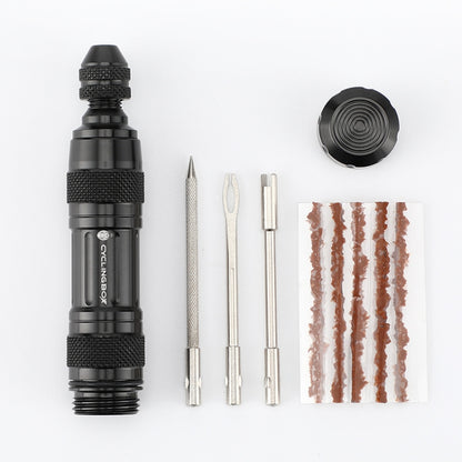 CYCLINGBOX Mountain Bike Vacuum Aluminum Alloy Tire Repair Tool Bicycle Repair Integrated Storage Design Tool, BG-9901(Black), BG-9901(Silver)