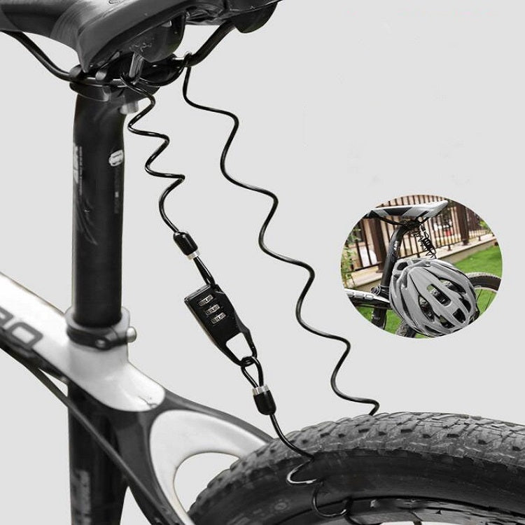 Helmet Lock Mountain Bike Wire Lock Safety Lock Bicycle Motorcycle Electric Bike Portable Password Steel Cable Lock, Helmet Lock