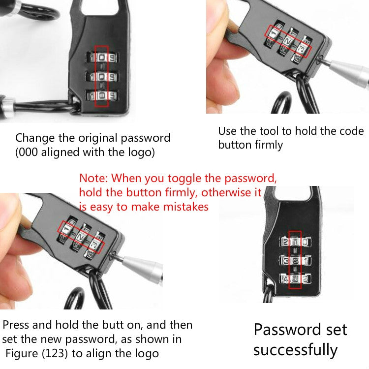 Helmet Lock Mountain Bike Wire Lock Safety Lock Bicycle Motorcycle Electric Bike Portable Password Steel Cable Lock, Helmet Lock