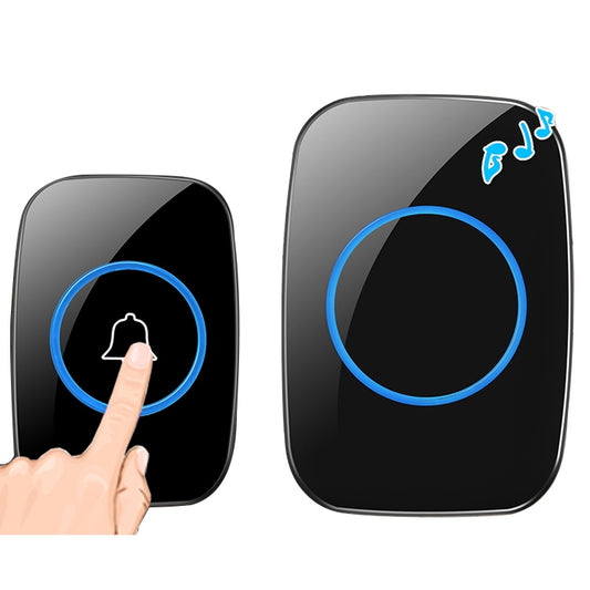 CACAZI A10 300m Long Range No Battery Waterproof LED Light Smart Wireless Doorbell, EU Plug