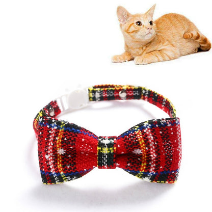 Snowflake Christmas Red Plaid Adjustable Pet Bow Tie Collar Bow Knot Cat Dog Collar, S 17-30cm Big Bowknot, S 17-30cm Pointed Bowknot, S 17-30cm Tie, S 17-30cm Big Bowknot With Bell, S 17-30cm Small Bowknot With Bell, S 17-30cm Pointed Bowknot With Bell