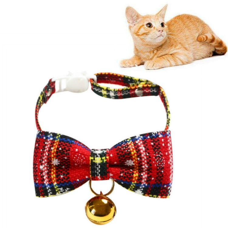 Snowflake Christmas Red Plaid Adjustable Pet Bow Tie Collar Bow Knot Cat Dog Collar, S 17-30cm Big Bowknot, S 17-30cm Pointed Bowknot, S 17-30cm Tie, S 17-30cm Big Bowknot With Bell, S 17-30cm Small Bowknot With Bell, S 17-30cm Pointed Bowknot With Bell