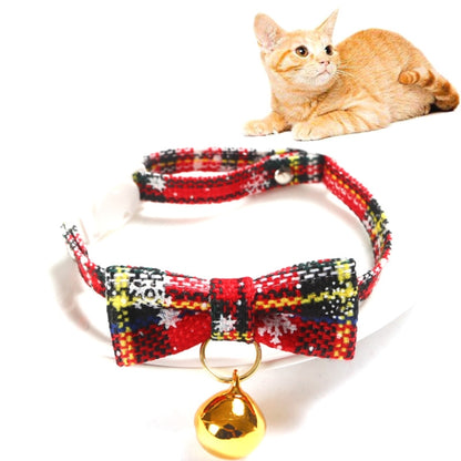 Snowflake Christmas Red Plaid Adjustable Pet Bow Tie Collar Bow Knot Cat Dog Collar, S 17-30cm Big Bowknot, S 17-30cm Pointed Bowknot, S 17-30cm Tie, S 17-30cm Big Bowknot With Bell, S 17-30cm Small Bowknot With Bell, S 17-30cm Pointed Bowknot With Bell