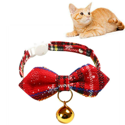 Snowflake Christmas Red Plaid Adjustable Pet Bow Tie Collar Bow Knot Cat Dog Collar, S 17-30cm Big Bowknot, S 17-30cm Pointed Bowknot, S 17-30cm Tie, S 17-30cm Big Bowknot With Bell, S 17-30cm Small Bowknot With Bell, S 17-30cm Pointed Bowknot With Bell