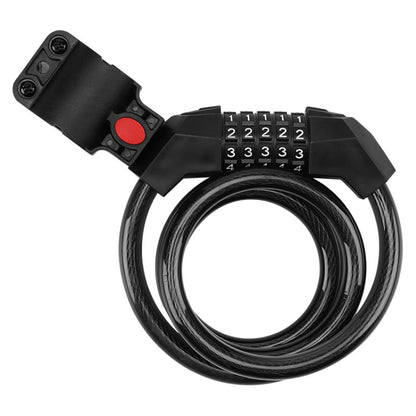 Bicycle Anti-Theft Code Lock Five-Digit Bicycle Lock Portable Bold And Long Steel Cable With Bracket Car Lock, Anti-Theft Code Lock