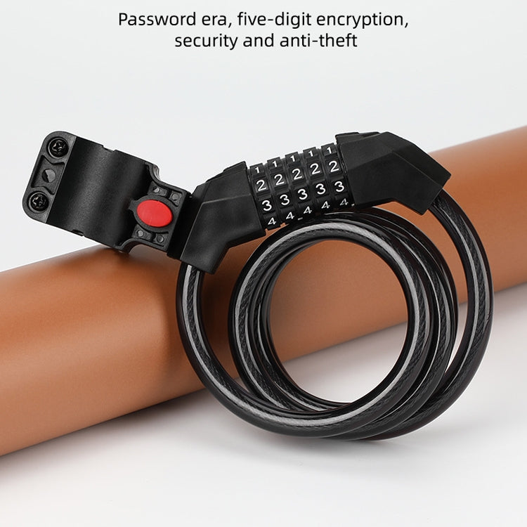 Bicycle Anti-Theft Code Lock Five-Digit Bicycle Lock Portable Bold And Long Steel Cable With Bracket Car Lock, Anti-Theft Code Lock