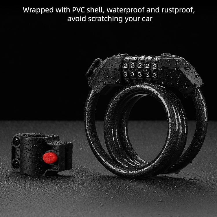 Bicycle Anti-Theft Code Lock Five-Digit Bicycle Lock Portable Bold And Long Steel Cable With Bracket Car Lock, Anti-Theft Code Lock