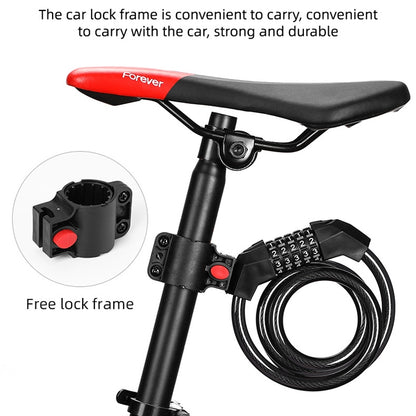 Bicycle Anti-Theft Code Lock Five-Digit Bicycle Lock Portable Bold And Long Steel Cable With Bracket Car Lock, Anti-Theft Code Lock