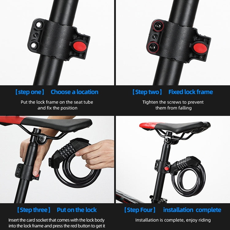 Bicycle Anti-Theft Code Lock Five-Digit Bicycle Lock Portable Bold And Long Steel Cable With Bracket Car Lock, Anti-Theft Code Lock