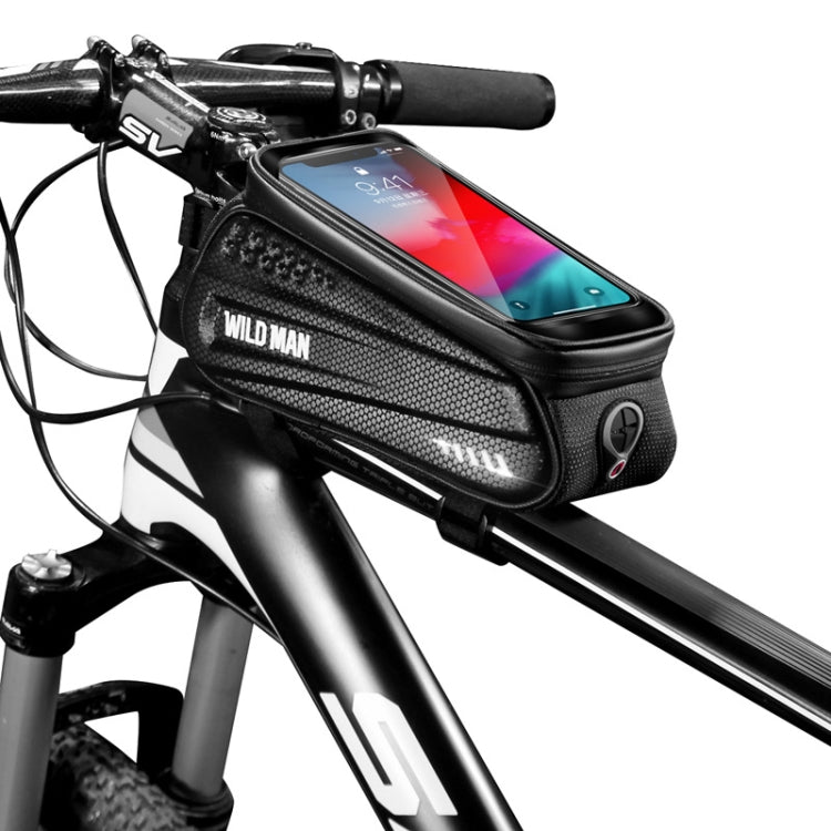 WILD MAN ES3 Hard Shell Bicycle Bag Front Beam Bag Mountain Bike Mobile Phone Touch Screen Upper Tube Bag Riding Equipment, ES3 (Black)