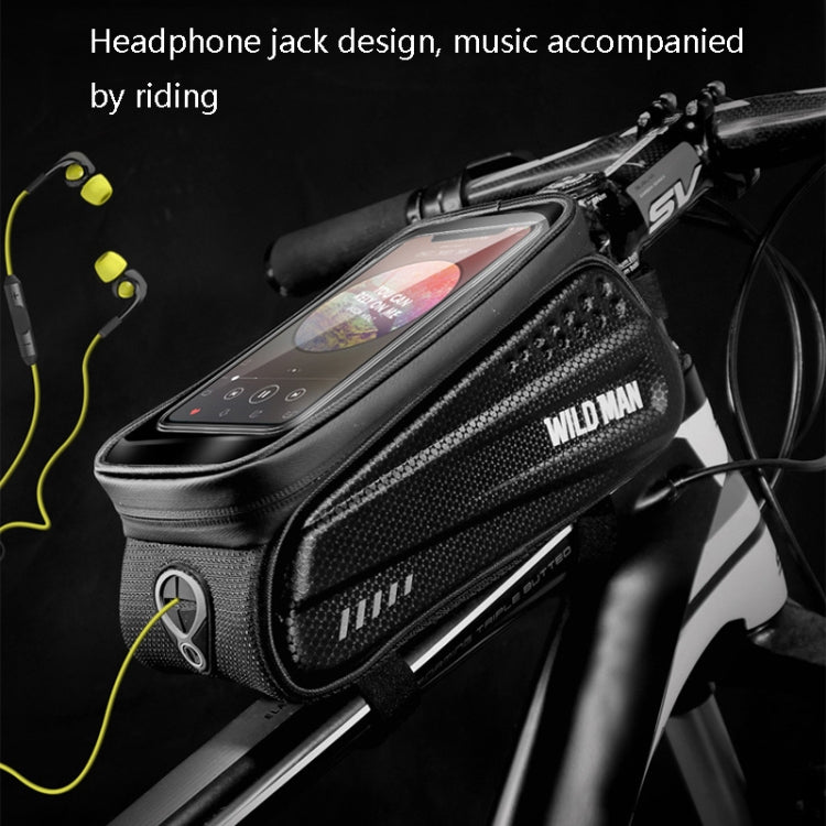 WILD MAN ES3 Hard Shell Bicycle Bag Front Beam Bag Mountain Bike Mobile Phone Touch Screen Upper Tube Bag Riding Equipment, ES3 (Black)