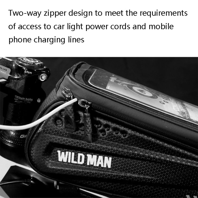 WILD MAN ES3 Hard Shell Bicycle Bag Front Beam Bag Mountain Bike Mobile Phone Touch Screen Upper Tube Bag Riding Equipment, ES3 (Black)