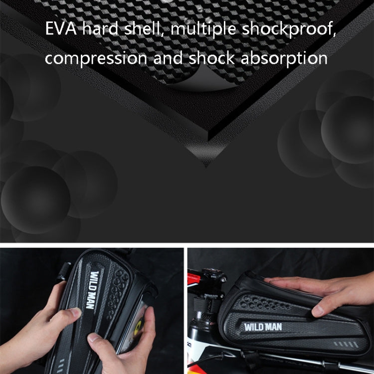 WILD MAN ES3 Hard Shell Bicycle Bag Front Beam Bag Mountain Bike Mobile Phone Touch Screen Upper Tube Bag Riding Equipment, ES3 (Black)