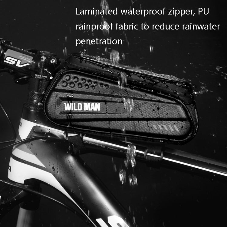 WILD MAN ES3 Hard Shell Bicycle Bag Front Beam Bag Mountain Bike Mobile Phone Touch Screen Upper Tube Bag Riding Equipment, ES3 (Black)