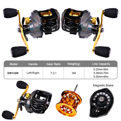 PROBEROS Metal Drop Wheel 18+1 Axis Lure Fish Wheel, Style:, DW132SR Right Hand, DW132WR Right Hand, DW132WL Left Hand, DW132PR Right Hand, DW132PL Left Hand