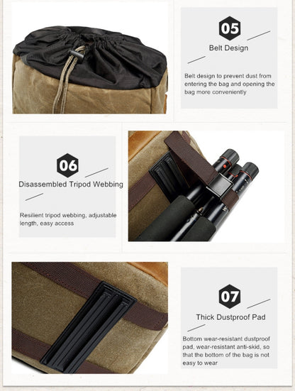 Batik Canvas Waterproof Photography Bag Outdoor Wear-resistant Large Camera Photo Backpack Men for Nikon / Canon / Sony / Fujifilm