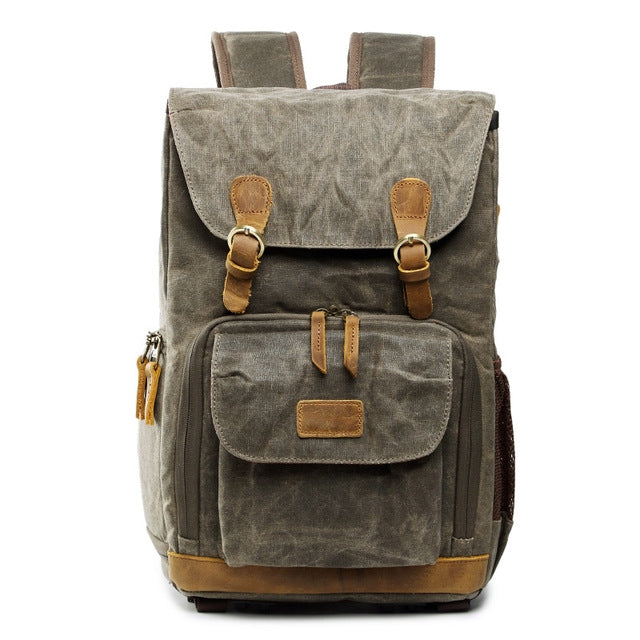 Batik Canvas Waterproof Photography Bag Outdoor Wear-resistant Large Camera Photo Backpack Men for Nikon / Canon / Sony / Fujifilm