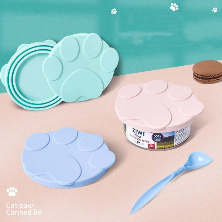 Pet Can Lid Fresh-Keeping Silicone Lid Canned Sealing Cap Universal Sealing Lid, Light  Green 2 + Spoon, Blue 2 + Spoon, Pink 2 + Spoon