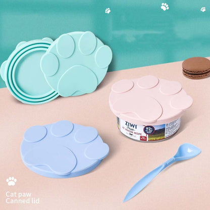 Pet Can Lid Fresh-Keeping Silicone Lid Canned Sealing Cap Universal Sealing Lid, Light  Green 2 + Spoon, Blue 2 + Spoon, Pink 2 + Spoon