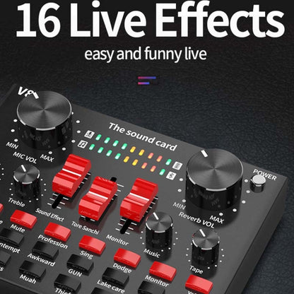 V8S Sound Card Mobile Phone Computer Anchor Live K Song Recording Microphone, English Version, V8S  + Golden Net BM700 Set, V8S  + Black Bet BM700 Set