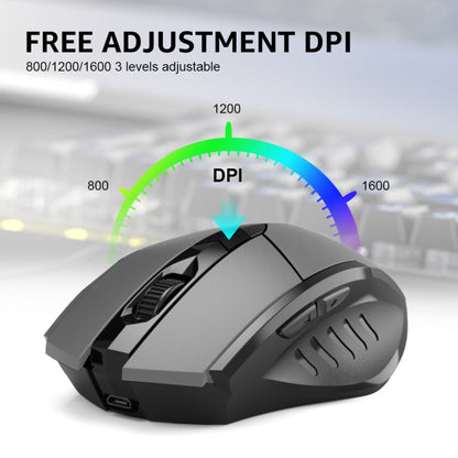 Inphic A1 6 Keys 1000/1200/1600 DPI Home Gaming Wireless Mechanical Mouse, Colour: Gray Wireless+Bluetooth 4.0+Bluetooth 5.0, Black Wireless Charging Silent Version, Gray Wireless Charging Silent Version, Gray Wireless+Bluetooth 4.0+Bluetooth 5.0...