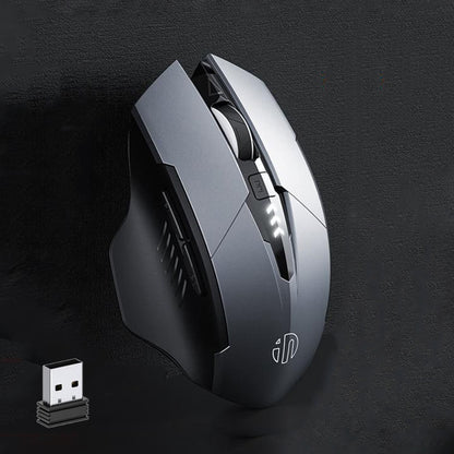Inphic A1 6 Keys 1000/1200/1600 DPI Home Gaming Wireless Mechanical Mouse, Colour: Gray Wireless+Bluetooth 4.0+Bluetooth 5.0, Black Wireless Charging Silent Version, Gray Wireless Charging Silent Version, Gray Wireless+Bluetooth 4.0+Bluetooth 5.0...