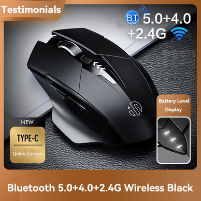 Inphic A1 6 Keys 1000/1200/1600 DPI Home Gaming Wireless Mechanical Mouse, Colour: Gray Wireless+Bluetooth 4.0+Bluetooth 5.0, Black Wireless+Bluetooth 4.0+Bluetooth 5.0, Black Wireless Charging Silent Version, Gray Wireless Charging Silent Version     ...
