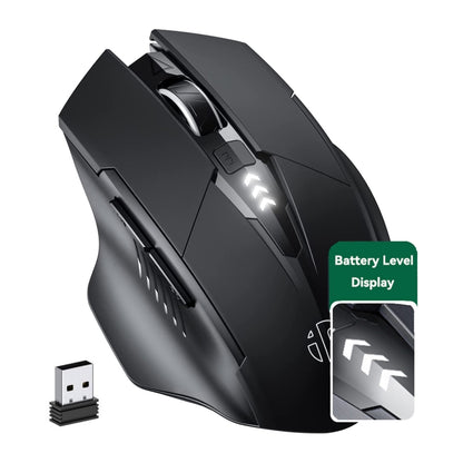 Inphic A1 6 Keys 1000/1200/1600 DPI Home Gaming Wireless Mechanical Mouse, Colour: Gray Wireless+Bluetooth 4.0+Bluetooth 5.0, Black Wireless+Bluetooth 4.0+Bluetooth 5.0, Black Wireless Charging Silent Version, Gray Wireless Charging Silent Version     ...