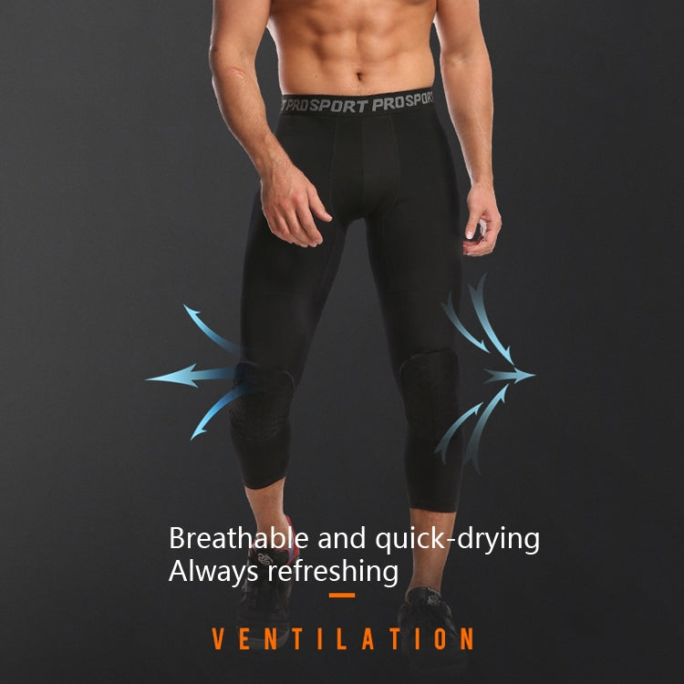 High Elastic Lycra Honeycomb Crash Pants Men Basketball Fitness Seven-tenths Sweatpants, S, M, L, XL, XXL, XXXL