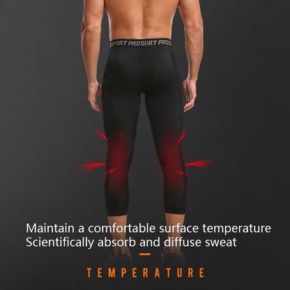 High Elastic Lycra Honeycomb Crash Pants Men Basketball Fitness Seven-tenths Sweatpants, S, M, L, XL, XXL, XXXL