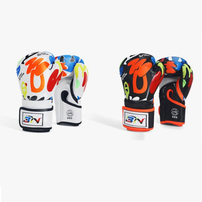 BN BN-TY1915 6OZ Graffiti Children Boxing Gloves Fighting Training Sanda Punching Gloves, Black Graffiti, White White
