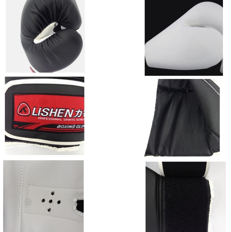 LISHEN Thickened Boxing Gloves Muay Thai Fighting Training Fitness Gloves, LISHEN Black, LISHEN Red