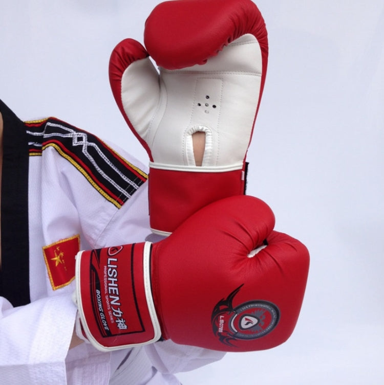 LISHEN Thickened Boxing Gloves Muay Thai Fighting Training Fitness Gloves, LISHEN Black, LISHEN Red