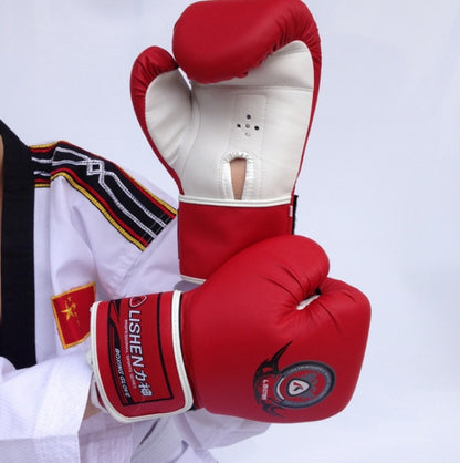 LISHEN Thickened Boxing Gloves Muay Thai Fighting Training Fitness Gloves, LISHEN Black, LISHEN Red